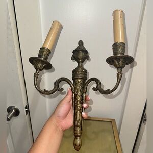 Large Vintage French  Empire Style Bronze Double Wall Light With Urn Detail